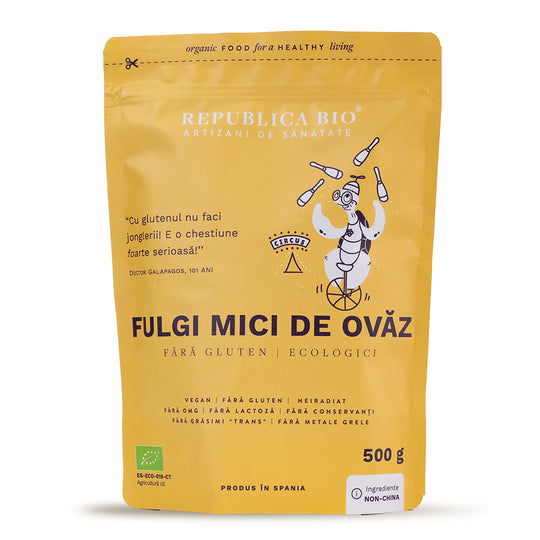 Fulgi mici de ovaz fara gluten ecologici Republica BIO, 500 g